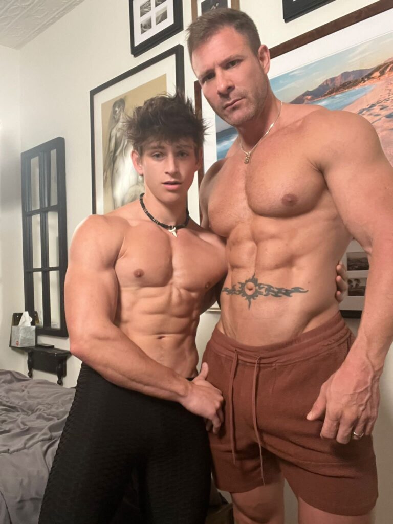 Gay porn performers Reno Gold and Austin Wolf photo together